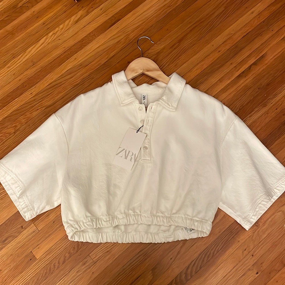Cropped White Polo